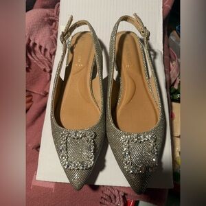 Anne Klein Women's Silver Slingback Flats